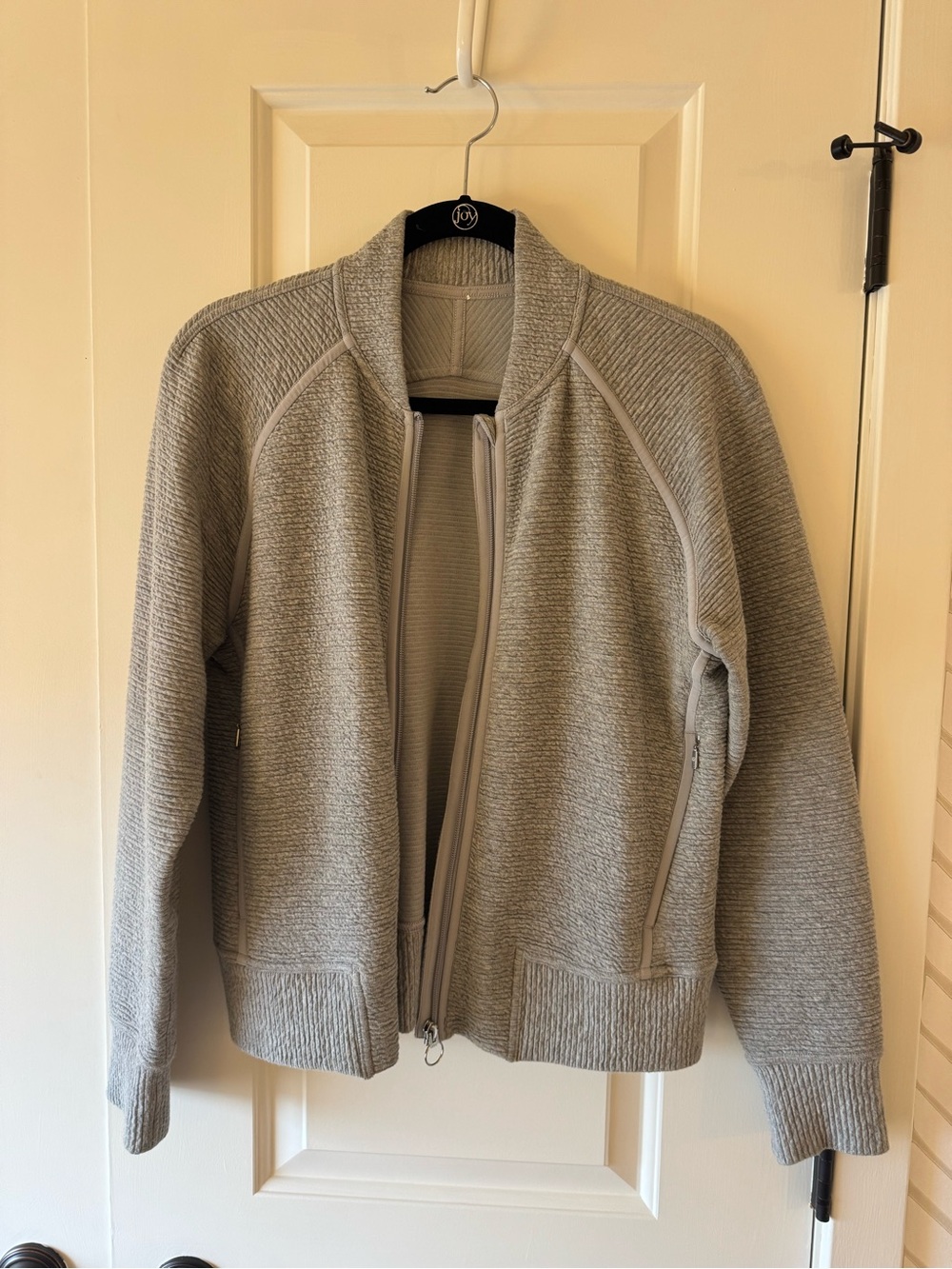 lululemon athletica Light Gray Zip-Front Knit Bomber Jacket